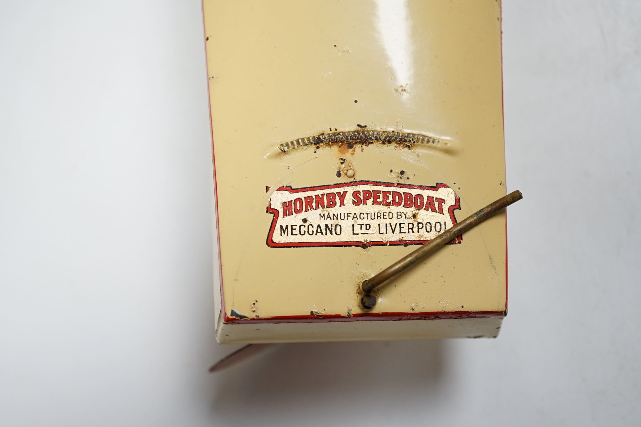 A boxed clockwork Hornby Racer III Speed Boat